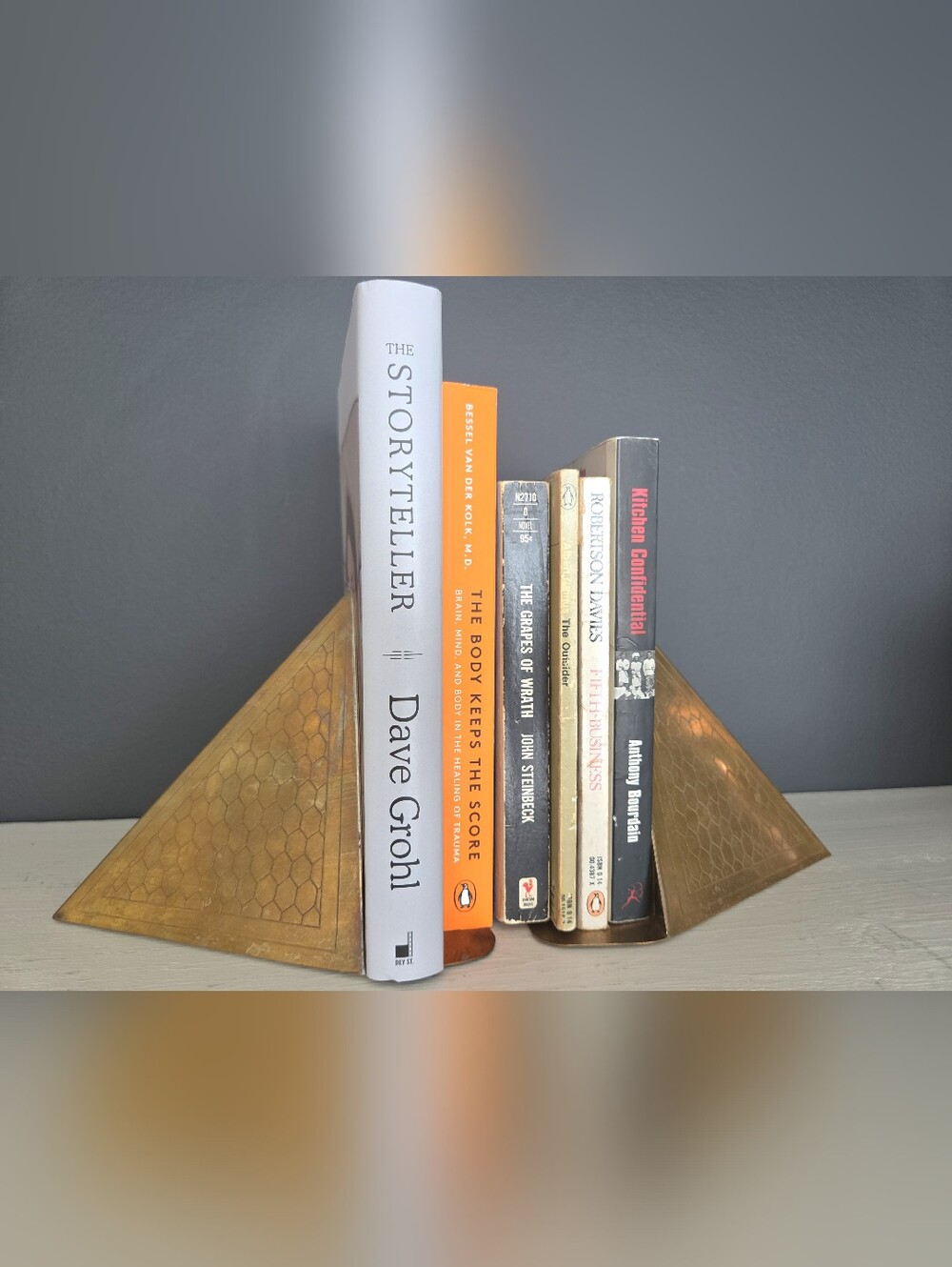 Vintage MCM Geometric Birks Brass Bookends